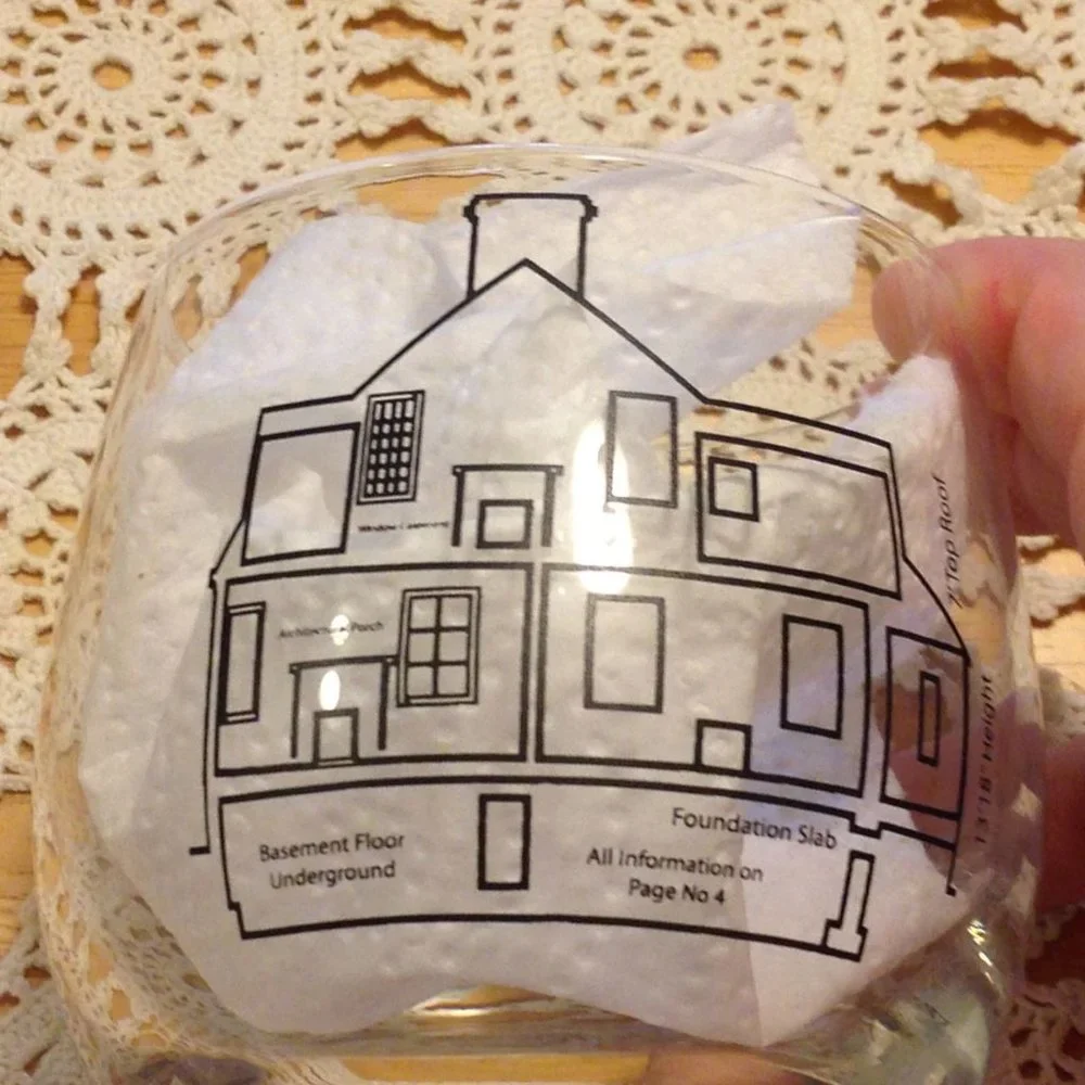 Stemless wine or cocktail glasses, weighted bottom, architectural theme